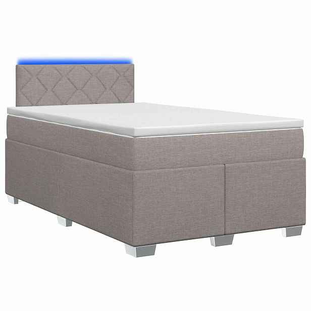 vidaXL Box spring postel s matrací a LED Taupe 120 x 200 cm Textil