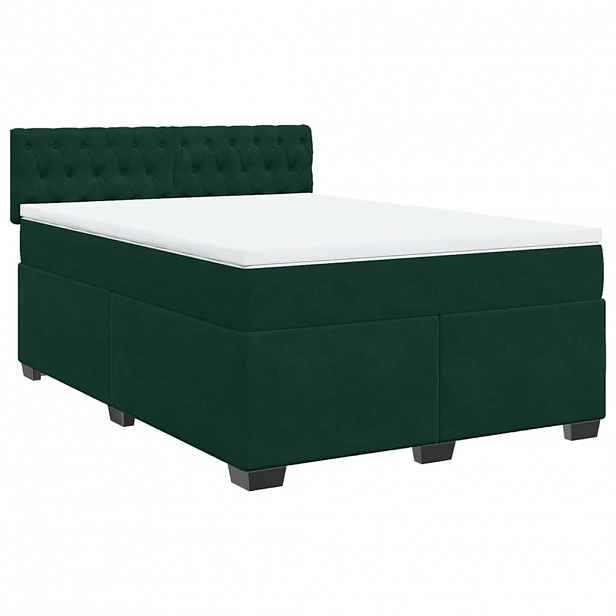 vidaXL Box spring postel s matrací tmavě zelená 160x200 cm samet