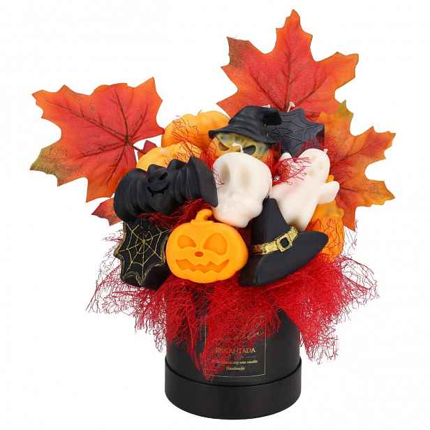 Sójová svíčka Vonná svíčka Halloween dýně Flowerbox podzimní Kytice