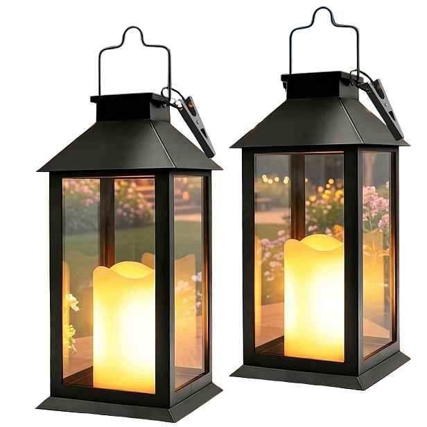 Solární Zahradní Lampy 2 Ks Led IP44 Blikající Závěsná Svíčka