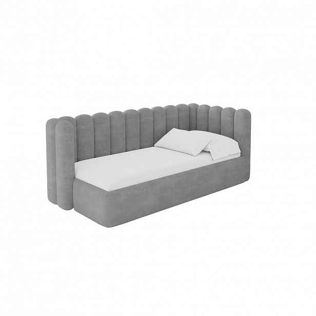 ALTDECOR JEDNOLŮŽKOVÁ POSTEL pro mládež s úložným prostorem, vlevo - HUGY 90x200 šedá