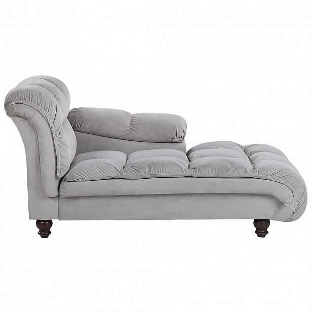 Beliani ČALOUNĚNÉ LEHÁTKO CHAISE LONGUE Sametová látka světle šedé levostranné Lormont