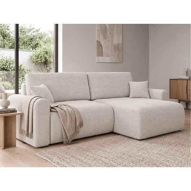 Rozkládací oboustranná sedací souprava do L NORDEN PAROS 250x140 cm, krémová