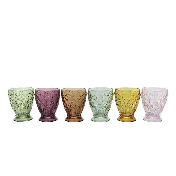 Set 6ks barevných skleniček na vodu Saint-Émilion - Ø 8*10 cm / 200ml Chic Antique