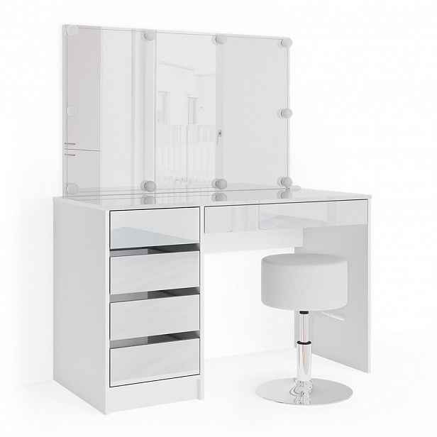 Vicco TOALETNÍ STOLEK Sherry Bílá 120 cm s LED osvětlením a taburetem