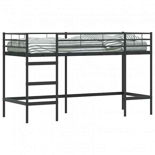 vidaXL Dětský patrový postelový rám Černá 75 x 190 cm Ocel