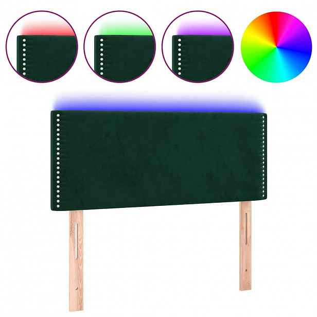 vidaXL Čelo postele s LED tmavě zelené 100x5x78/88 cm samet