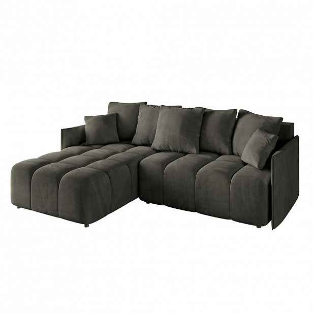ALTDECOR ROHOVÁ SEDACÍ SOUPRAVA s otomanem vlevo LONLI-L 251x189x68 černý velur