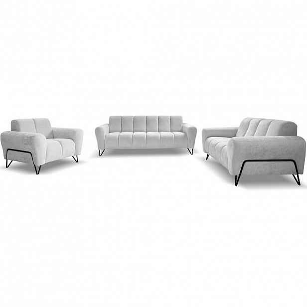 Beautysofa SEDACÍ souprava Volare (pohovky + křeslo), bez funkce spaní, světle šedá