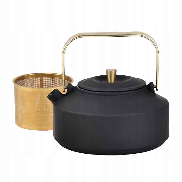 Litinová konvička se sítkem, smaltovaný vnitřní povrch, 1 l, černá KINGHoff, KH-1935