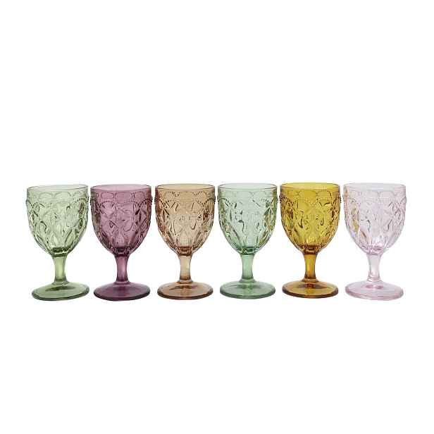 Set 6ks barevných skleniček na víno Saint-Émilion - Ø 8*15 cm / 250ml Chic Antique