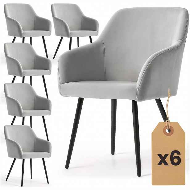 Set 6x jídelní čalouněná židle EVORIA - šedá / černá