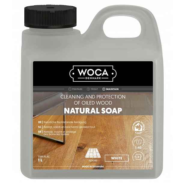 Woca Natural Soap White 1L bílé mýdlo na olejované a voskované podlahy