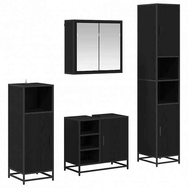 vidaXL Sada koupelnového nábytku 4 ks Černý dub 65 x 33 x 60 cm