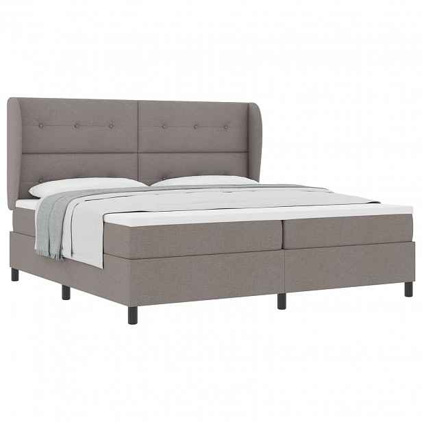 vidaXL Postel s boxspringem s čelo Taupe 200 x 200 cm textil