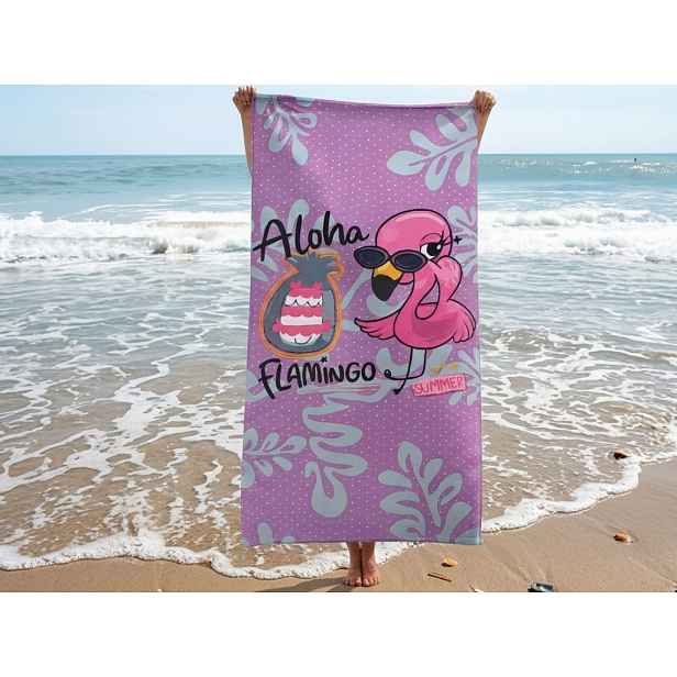 Plážová osuška Aloha Flamingo, 80x160 cm