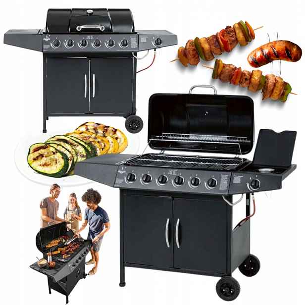 Plynový gril El Fuego Dayton 17,3 kW hořáky 6+1 Černý