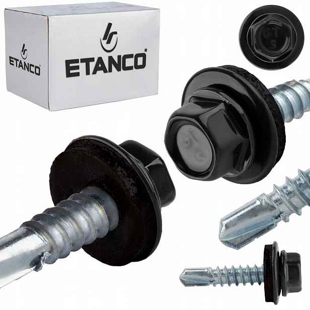 Samovrtné šrouby do kovu 5 mm 5,5 x 25 mm Ral 9005 250 ks Etanco GT5 Z14