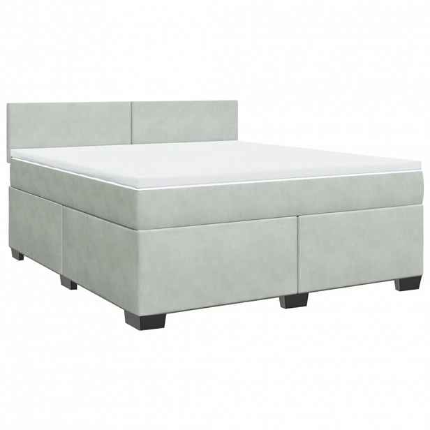 vidaXL Box spring postel s matrací světle šedá 180x200 cm samet