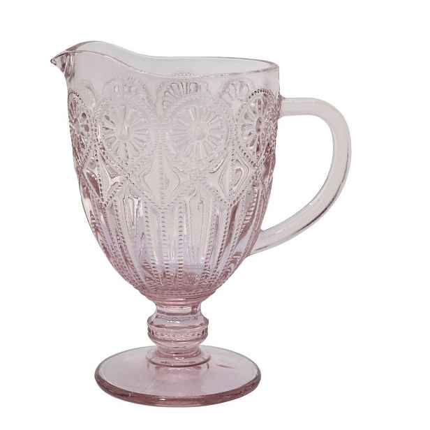 Růžový skleněný džbán se vzorem Saint-Émilion - 13*21,5 cm / 1000 ml Chic Antique