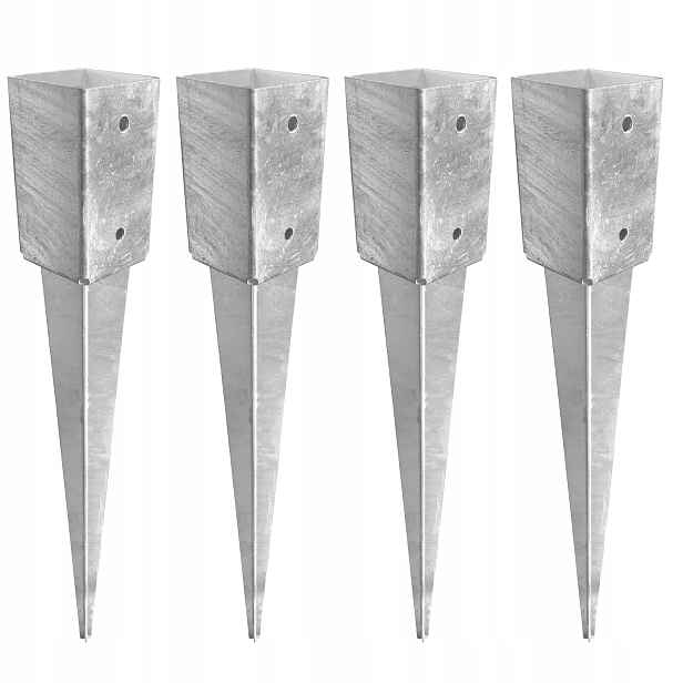 4 Ks Základ sloupku k zatlučení 80mm, kotvící kolík k zatlučení,