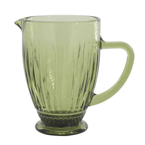 Zelený skleněný džbán s vroubky Saint-Émilion - 12*20 cm / 1000 ml Chic Antique