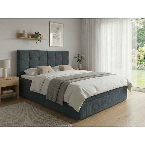Čalouněná postel boxspring DIRELIS VIBE 180x200 cm tmavě šedá Matrace: Matrace Bonell pružinová