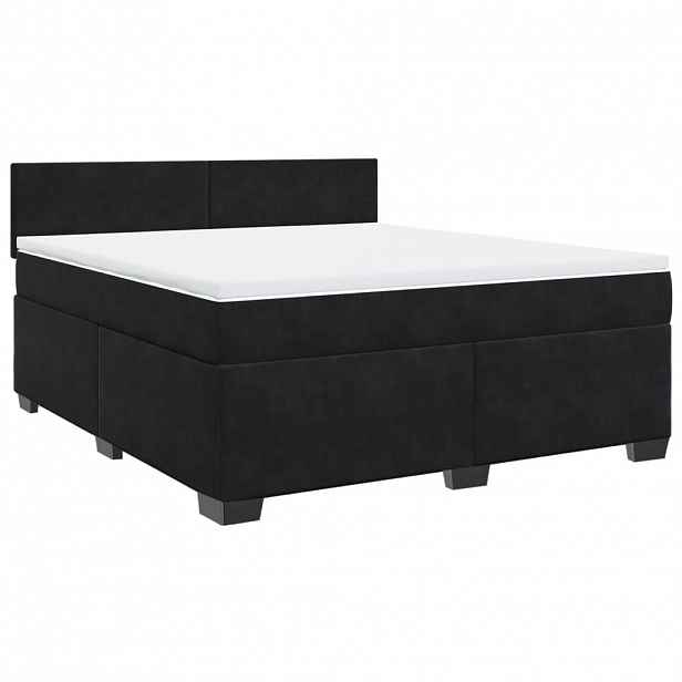 vidaXL Box spring postel s matrací černá 180x200 cm samet