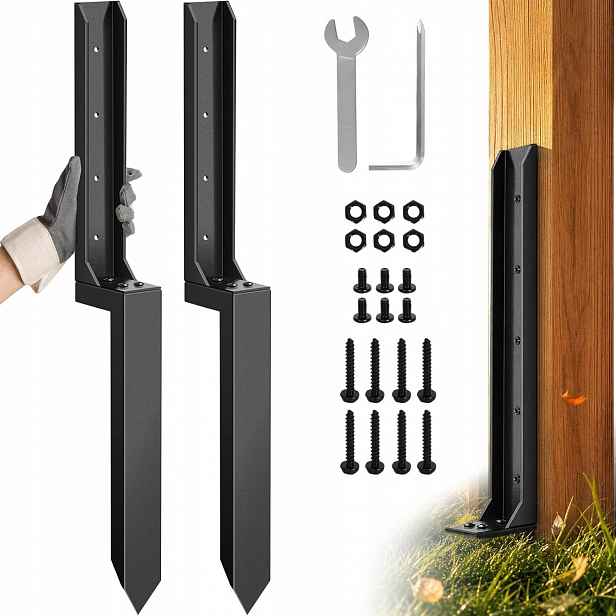 Základna Kotevního Sloupku 80 CM, Sada 2 Ks Pro Zpevnění Dřevěného Plotu
