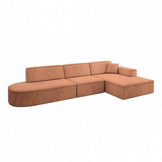 ALTDECOR ROHOVÁ SEDACÍ SOUPRAVA s otomanem vpravo IREA-L2-v4 – 328 × 171 × 79 cm, korálová