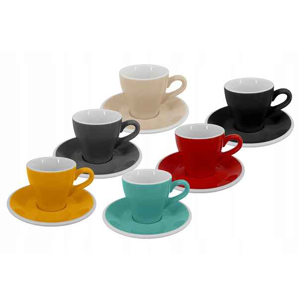 Set 6 ks Presso šálek s podšálkem Milano, 75 ml, mix barev