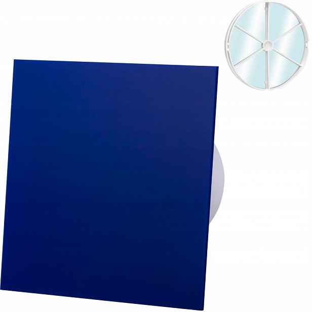 Ventilátor S Zpětným Ventilem Panel Modrý Časovač Senzor Vlhkosti Fi 125