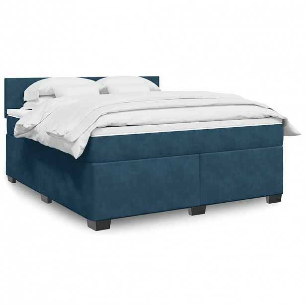 vidaXL Box spring postel s matrací modrá 180 x 200 cm samet