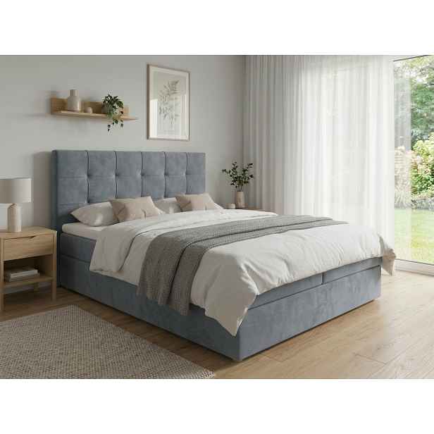 Čalouněná postel boxspring DIRELIS TRINITY 180x200 cm šedá Matrace: Matrace Bonell pružinová
