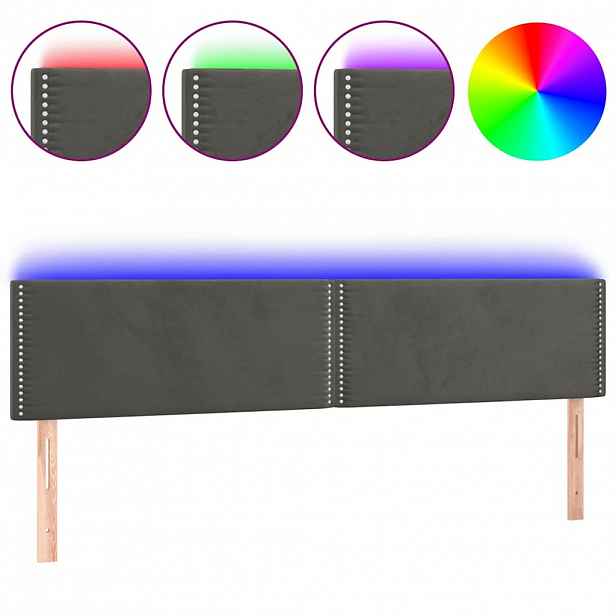 vidaXL Čelo postele s LED tmavě šedé 160x5x78/88 cm samet