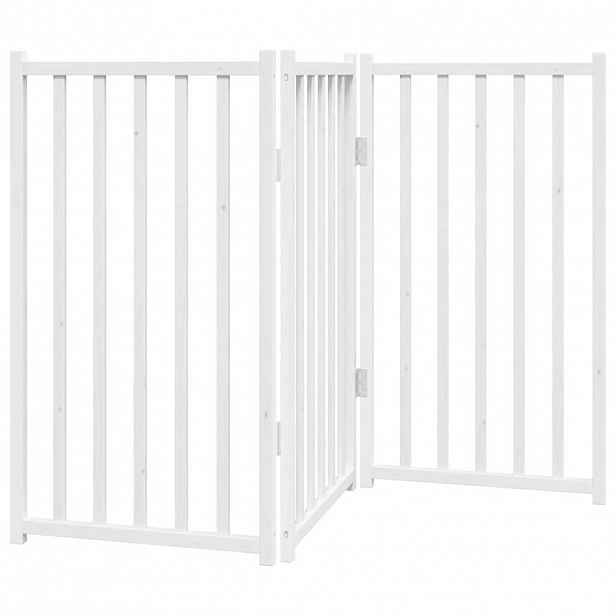 vidaXL Zábrana pro psy skládací 3 panely bílá 150 cm masivní jedle