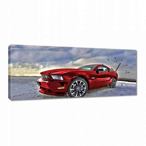 Nástěnné hodiny 100x40 Červený Ford Mustang