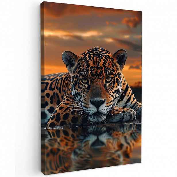 MuchoWow OBRAZ NA PLÁTNĚ Příroda - Leopard - Zvíře - Západ slunce - Moderní 40x60 cm