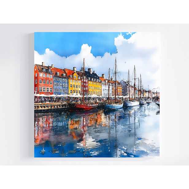 Obraz Na Plátně Plátno Krajina Město Dánsko Kodaň Nyhavn Kanál 50x50