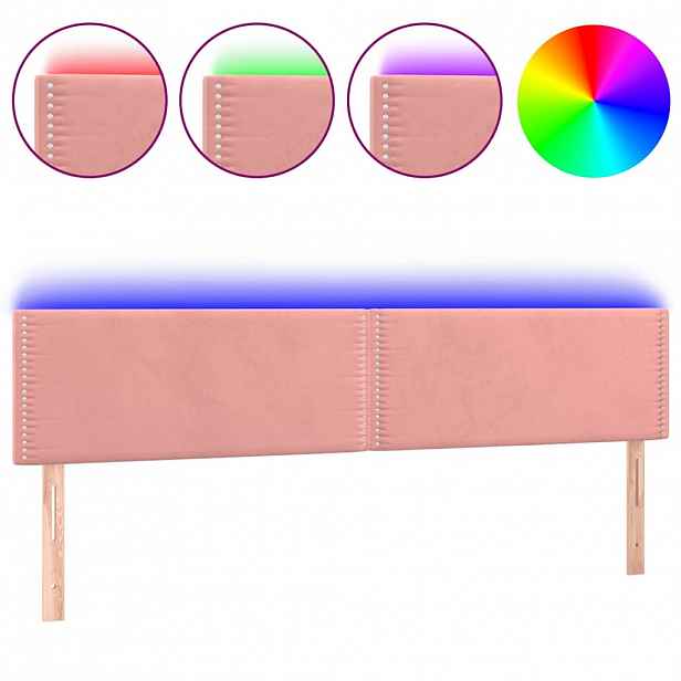 vidaXL Čelo postele s LED růžové 160x5x78/88 cm samet