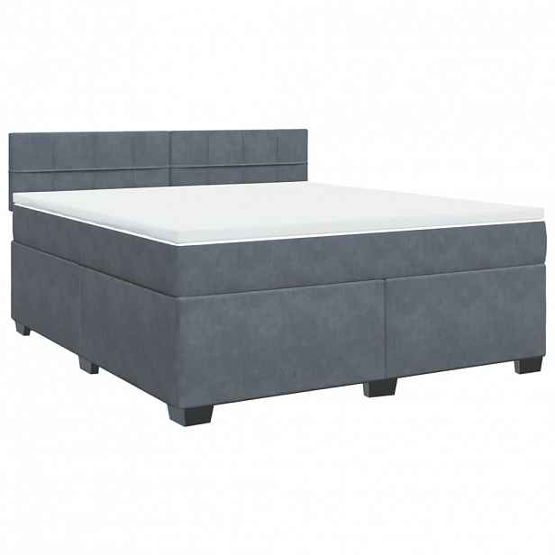 vidaXL Box spring postel s matrací tmavě šedá 180x200 cm samet