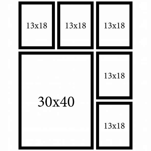 Sada fotorámečků plakáty 6 Ks multirám rámečky černé 30x40, 13x18