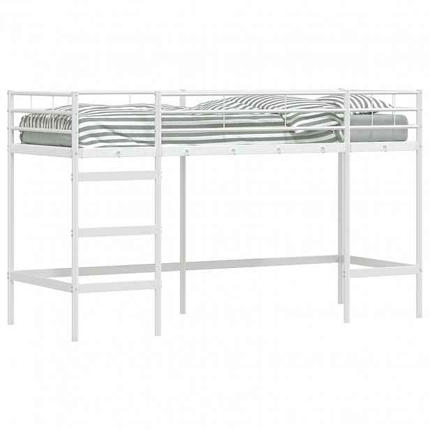 vidaXL Dětský patrový postelový rám Jednobarevný Bílá 75 x 190 cm Ocel