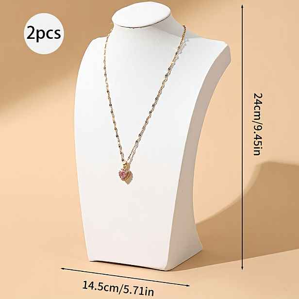 TEMU 2 ks Bílý PU Kožený Stojan na Náhrdelníky, H-tylový Minimalistický Stojan na Šperky, Portrét Model Náhrdelníku Stojan na Šperky, Rekvizity pro