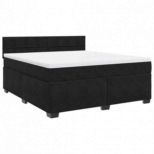vidaXL Box spring postel s matrací černá 180x200 cm samet