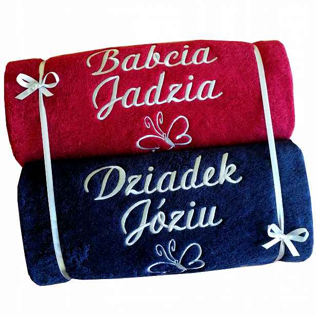 Dárek ke Dni Babiček pro Dědečka 2 ručníky s Výšivkou nápis jméno