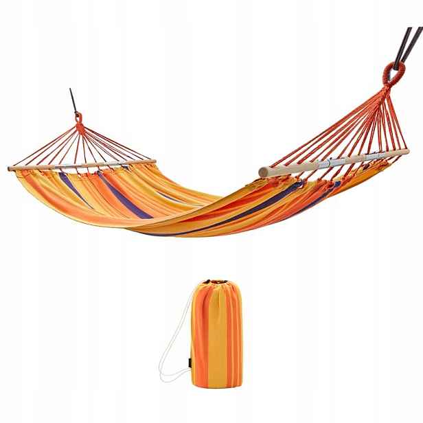 King Camp Houpací síť se skládací výztuhou KG2002 Belle 200 x 140 cm oranžo