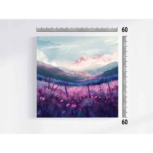 Obraz Na Plátně Canvas Krajina Úsvit Hory Louka Květy Mlha 60x60