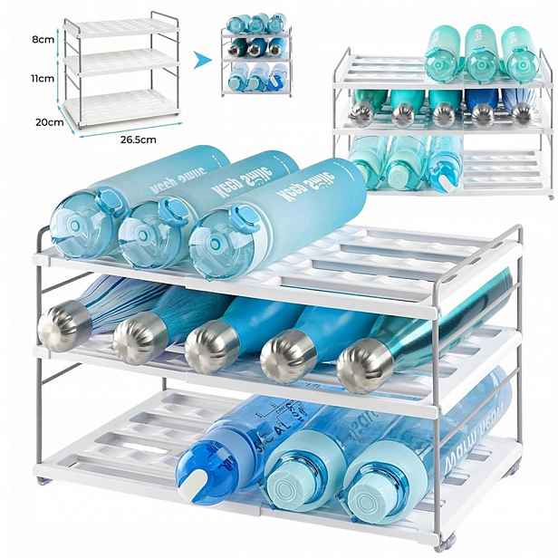 Roztahovací Stojan Na Lahve 26.5-42 CM S Kovovým Rámem, Bílý Plast