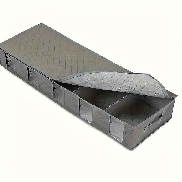 TEMU Úložný box pod postel, skládací úložná taška, prachotěsná úložná taška s přihrádkami a okénky, velkokapacitní organizér, úložný pod postel